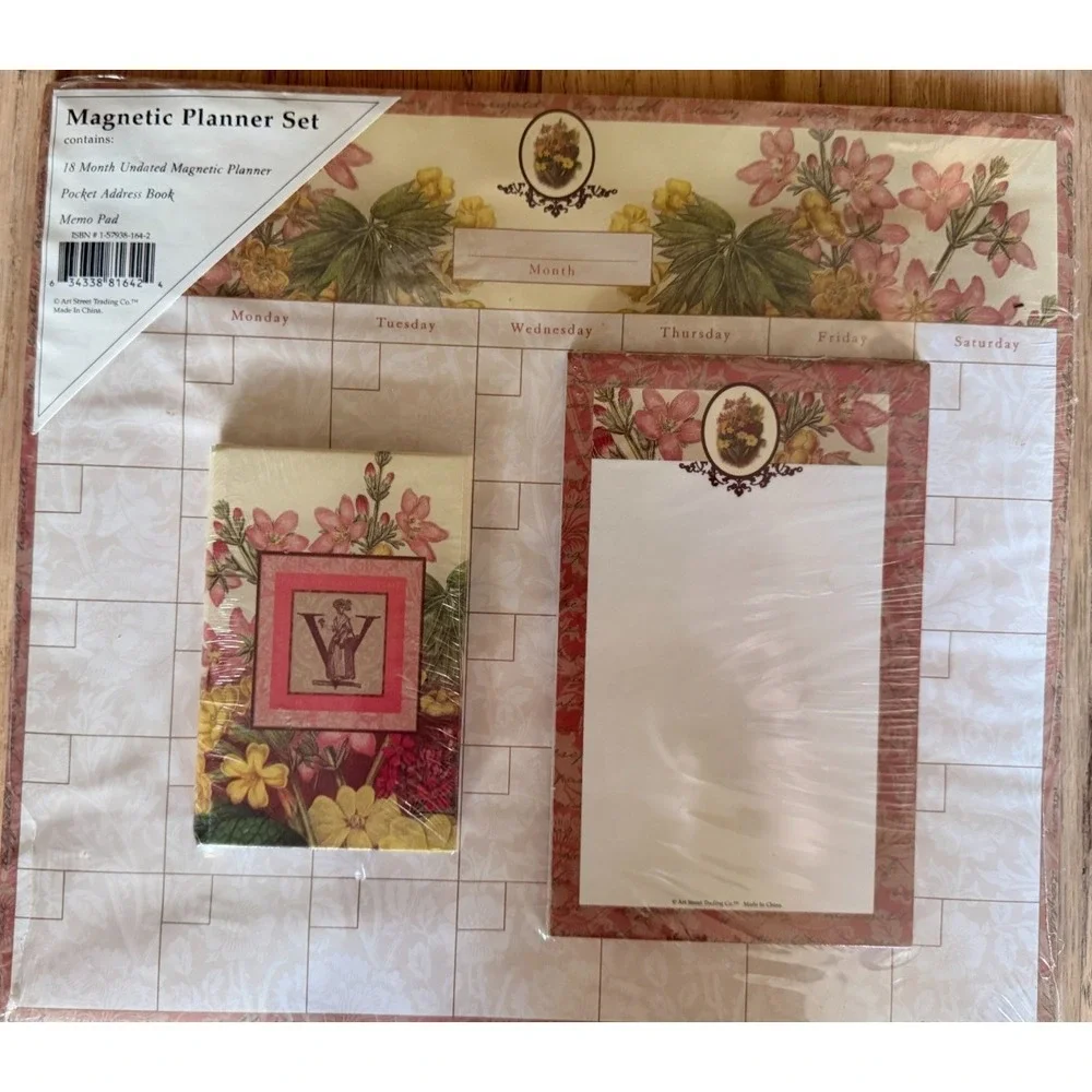 Vintage Floral Magnetic Planner Set Undated Calendar Set New Sealed